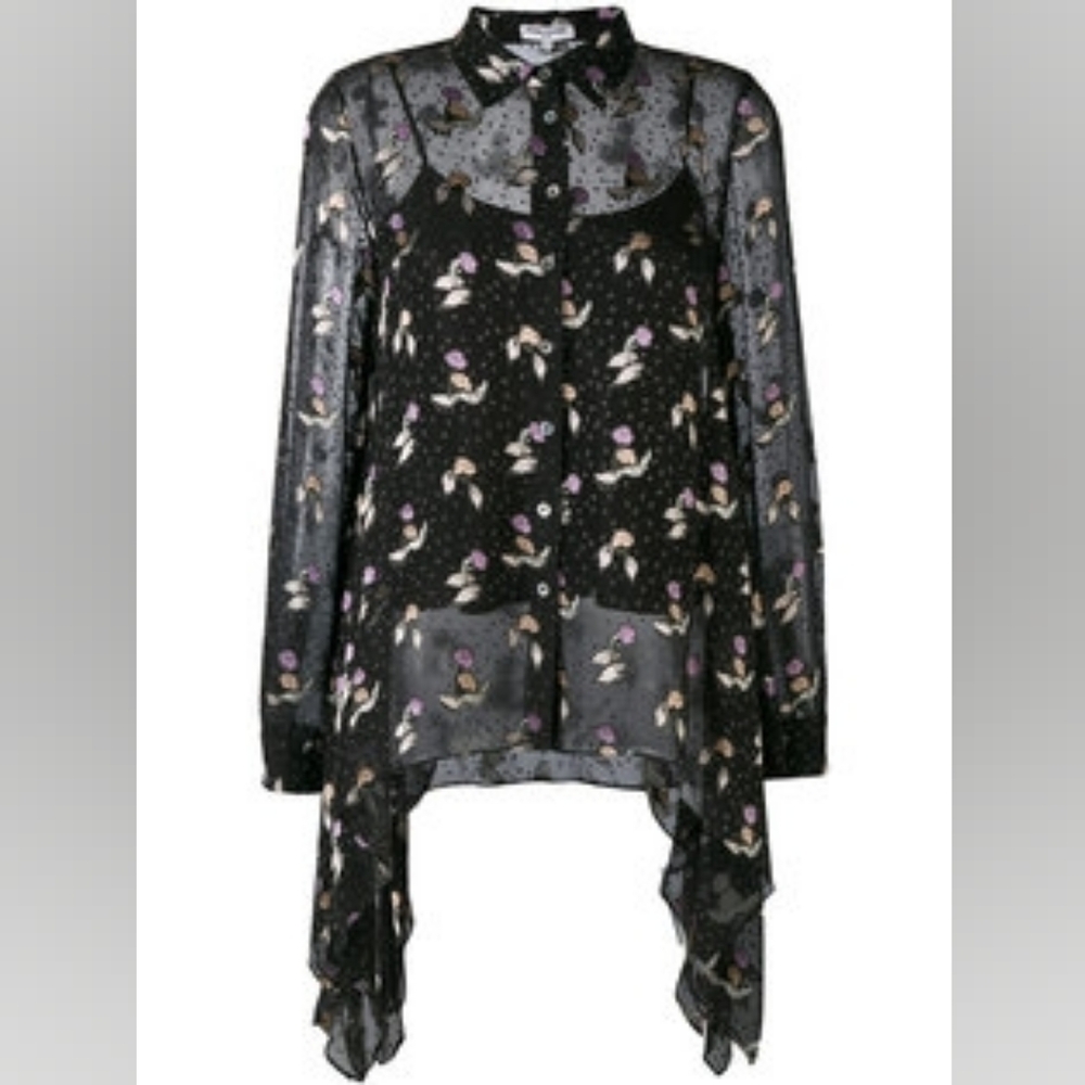 NWT Opening Ceremony Print Silk Asymmetric Hem Shirt 4